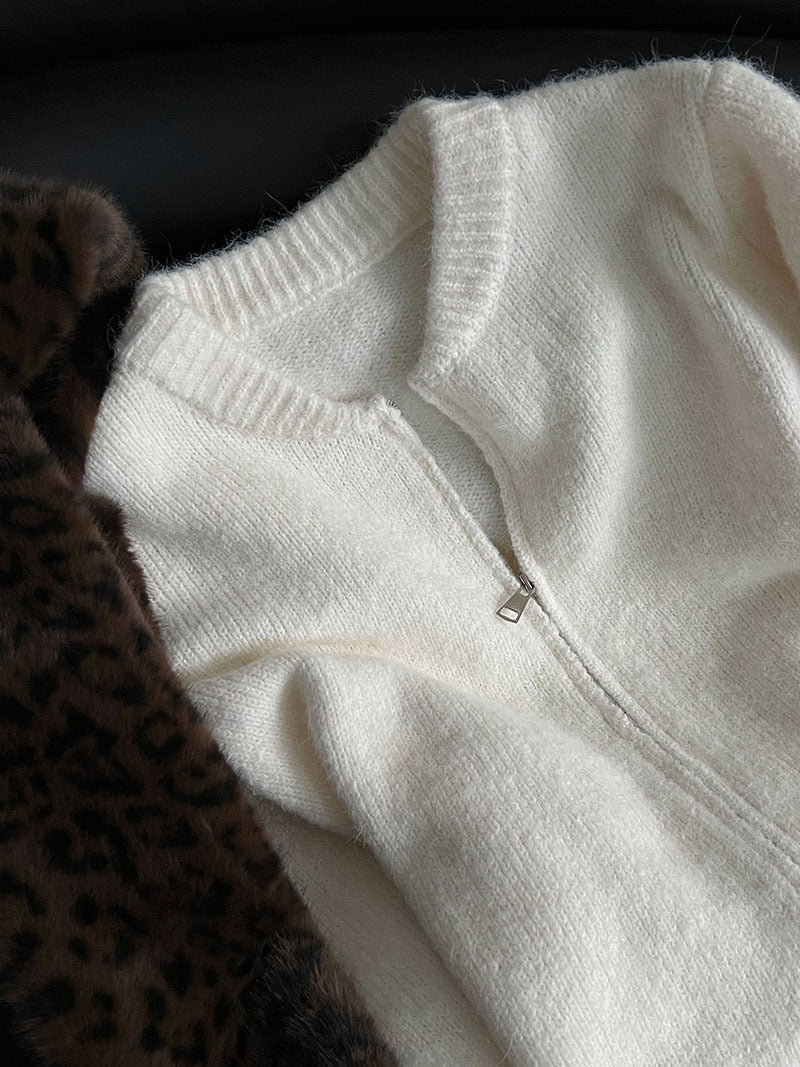 韓系軟糯休閒針織毛衣+卷邊A字短裙-兩件式套裝-3色