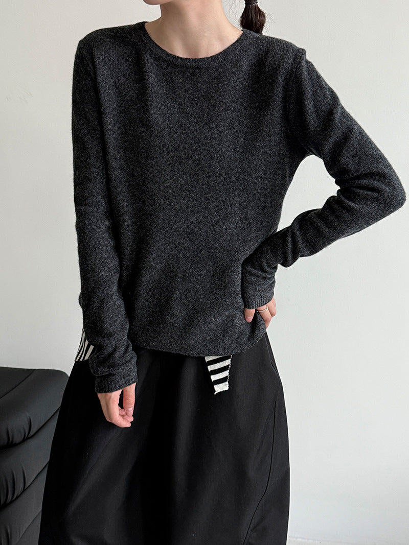 (48H出貨)韓系高級感百搭修身顯瘦羊毛針織打底衫-3色