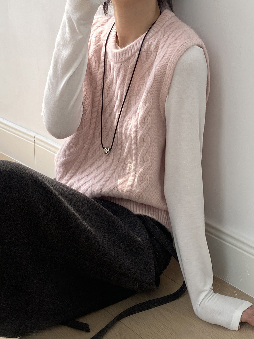 (48H出貨)糖果色圓領麻花軟糯針織背心馬甲-6色