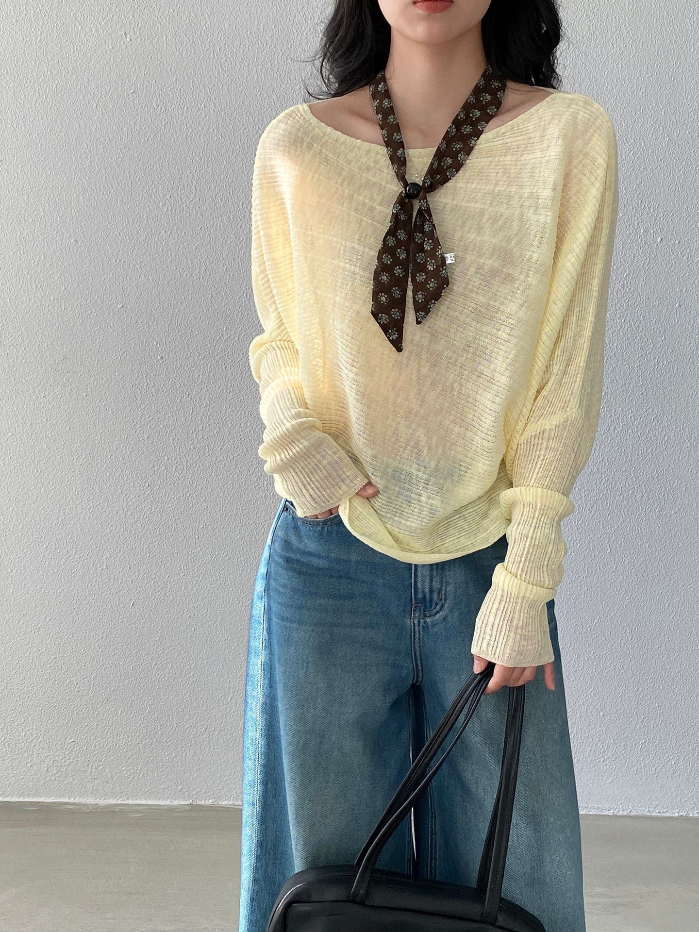 韓系氛圍感慵懶不規則蝙蝠袖針織衫-7色