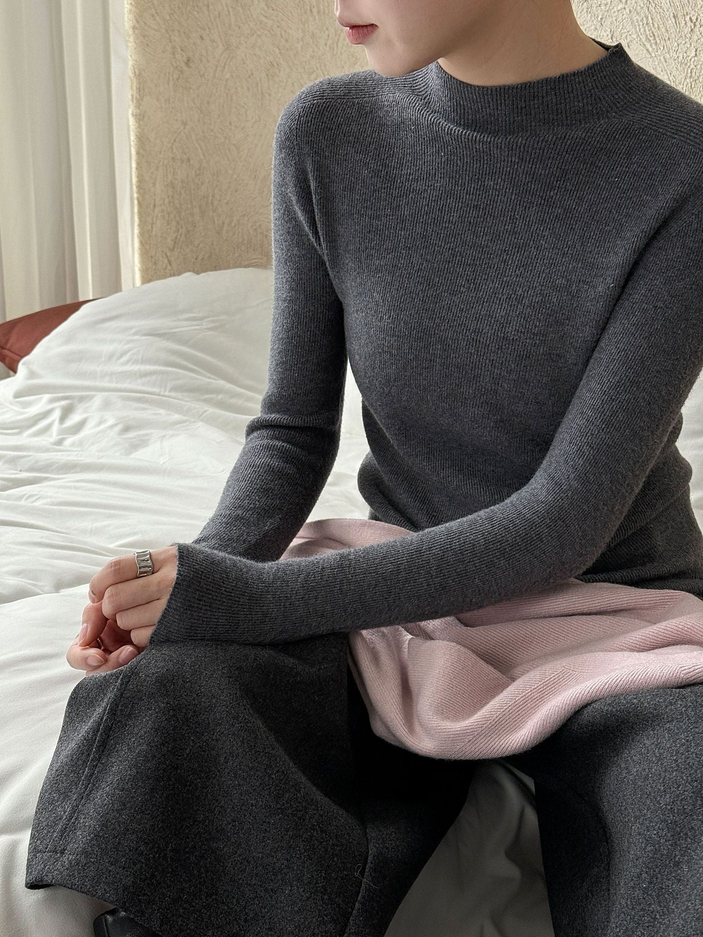 羊毛半高領無縫修身顯瘦內搭打底衫-8色