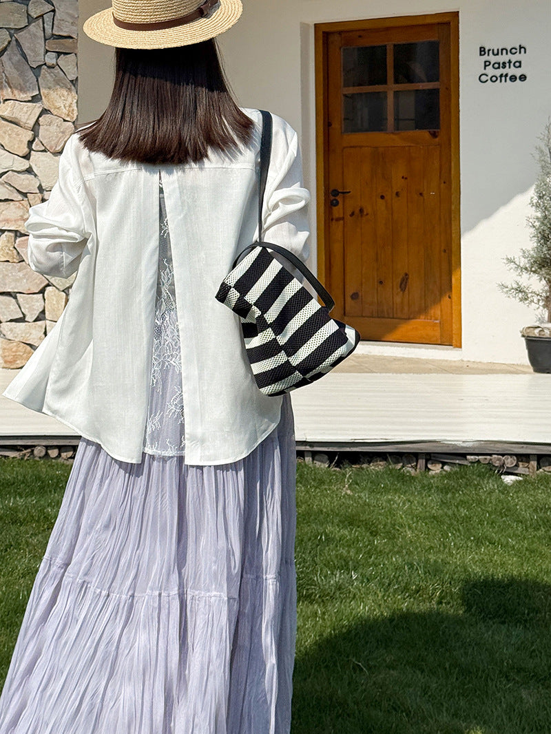 韓版氛圍感大裙襬純色寬鬆半身裙-2色