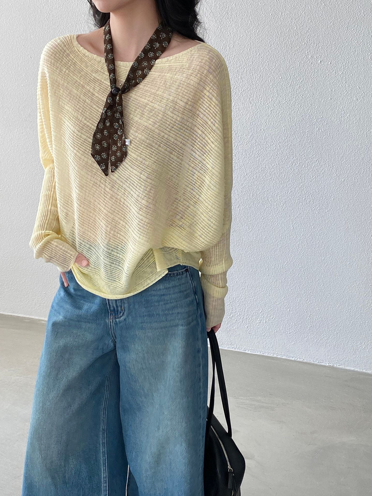 韓系氛圍感慵懶不規則蝙蝠袖針織衫-7色