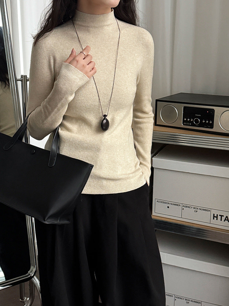 羊毛半高領無縫修身顯瘦內搭打底衫-8色
