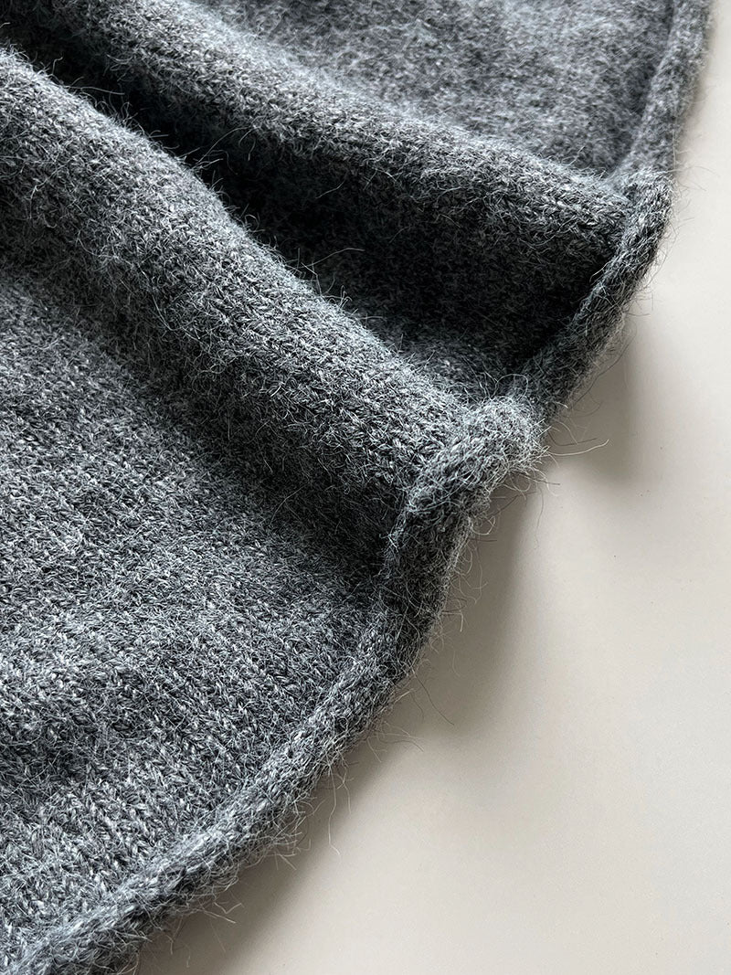 韓系軟糯休閒針織毛衣+卷邊A字短裙-兩件式套裝-3色