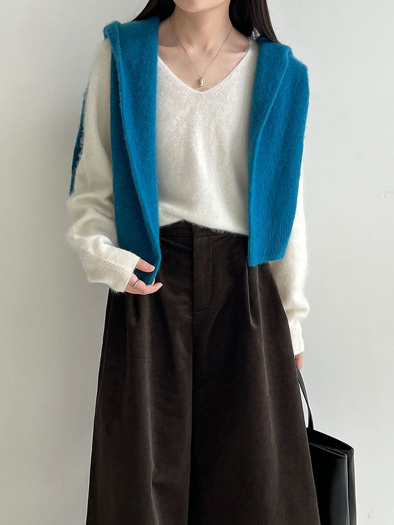 簡約慵懶燈芯絨高腰復古闊腿褲-2色