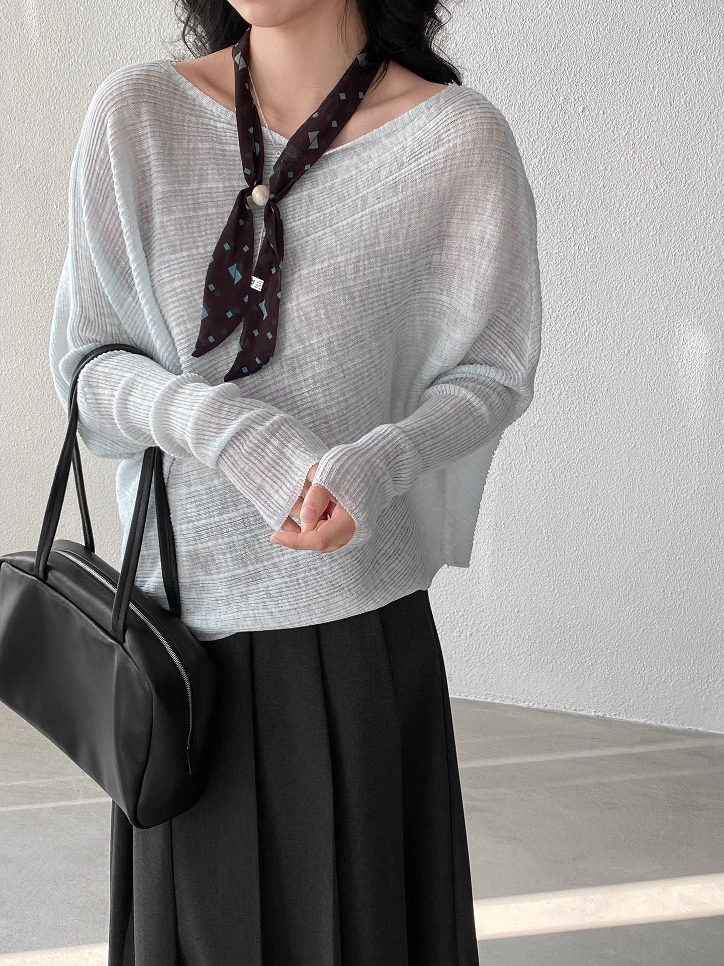 韓系氛圍感慵懶不規則蝙蝠袖針織衫-7色