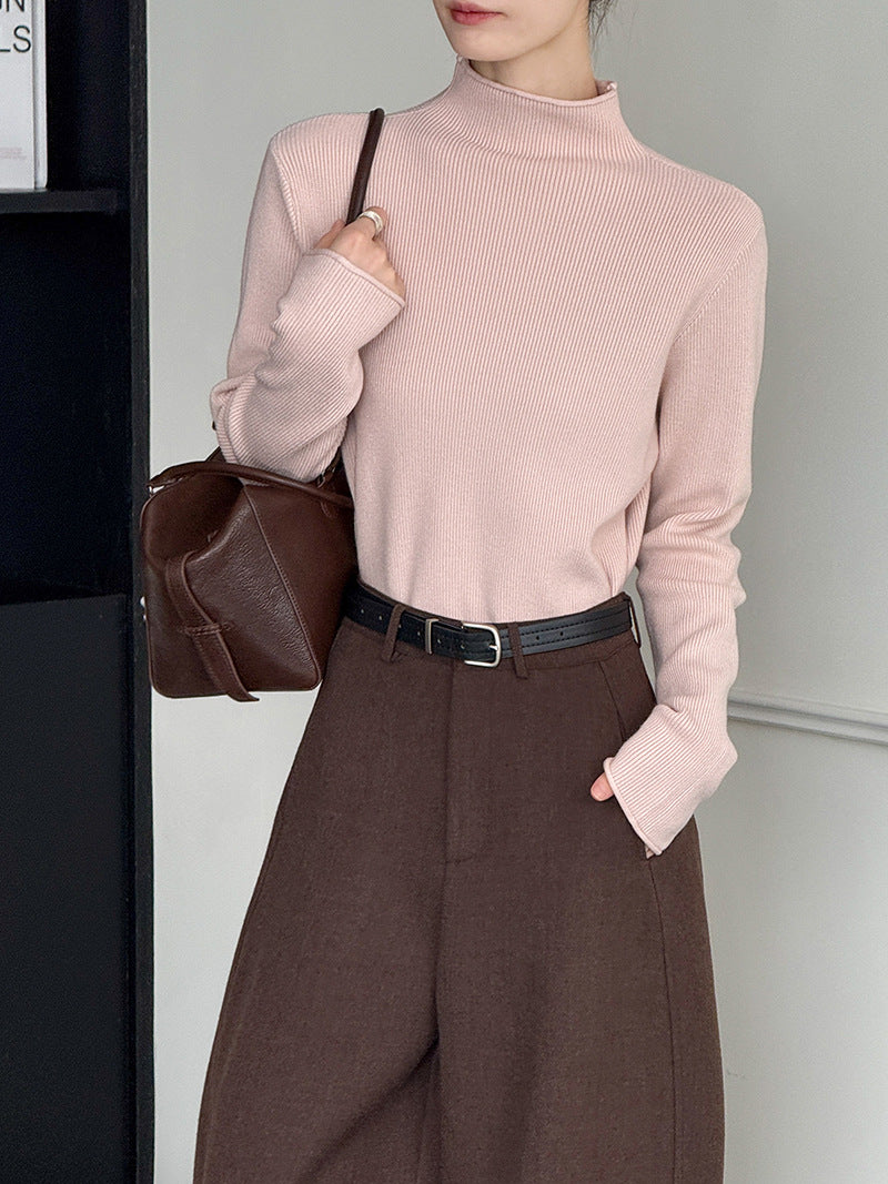 (48H出貨)軟糯套頭半高領長袖打底衫-6色