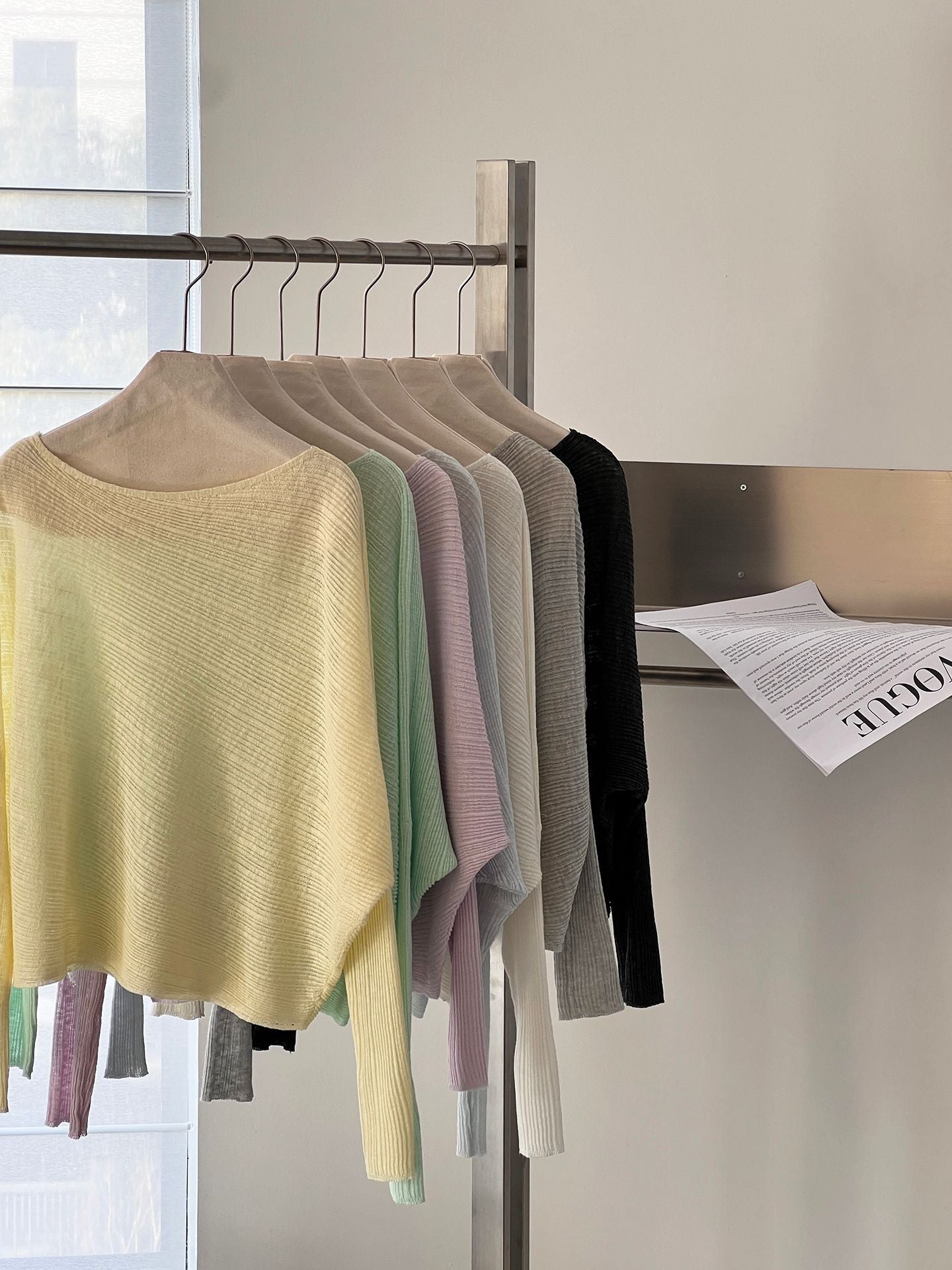 韓系氛圍感慵懶不規則蝙蝠袖針織衫-7色