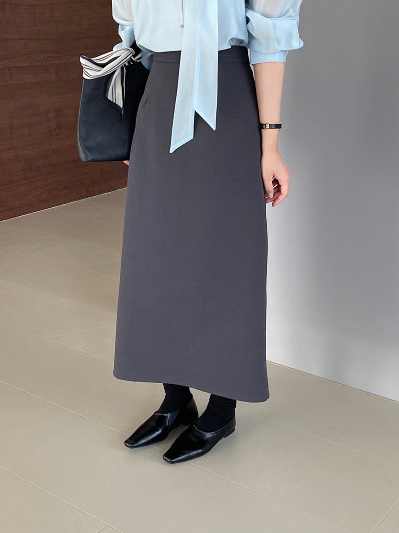 韓版高品質顯瘦西裝無袖馬甲+半身裙+配腰帶-三件式套裝