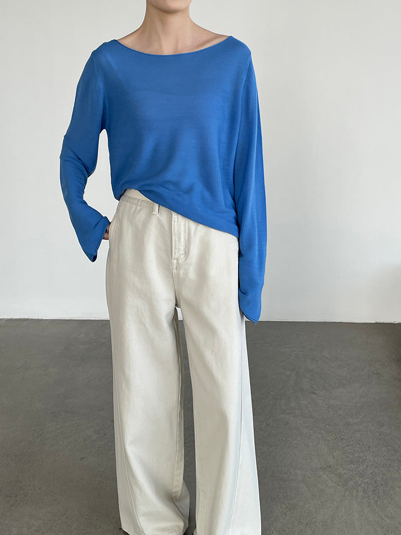 韓系輕薄天絲防曬寬鬆針織上衣-6色