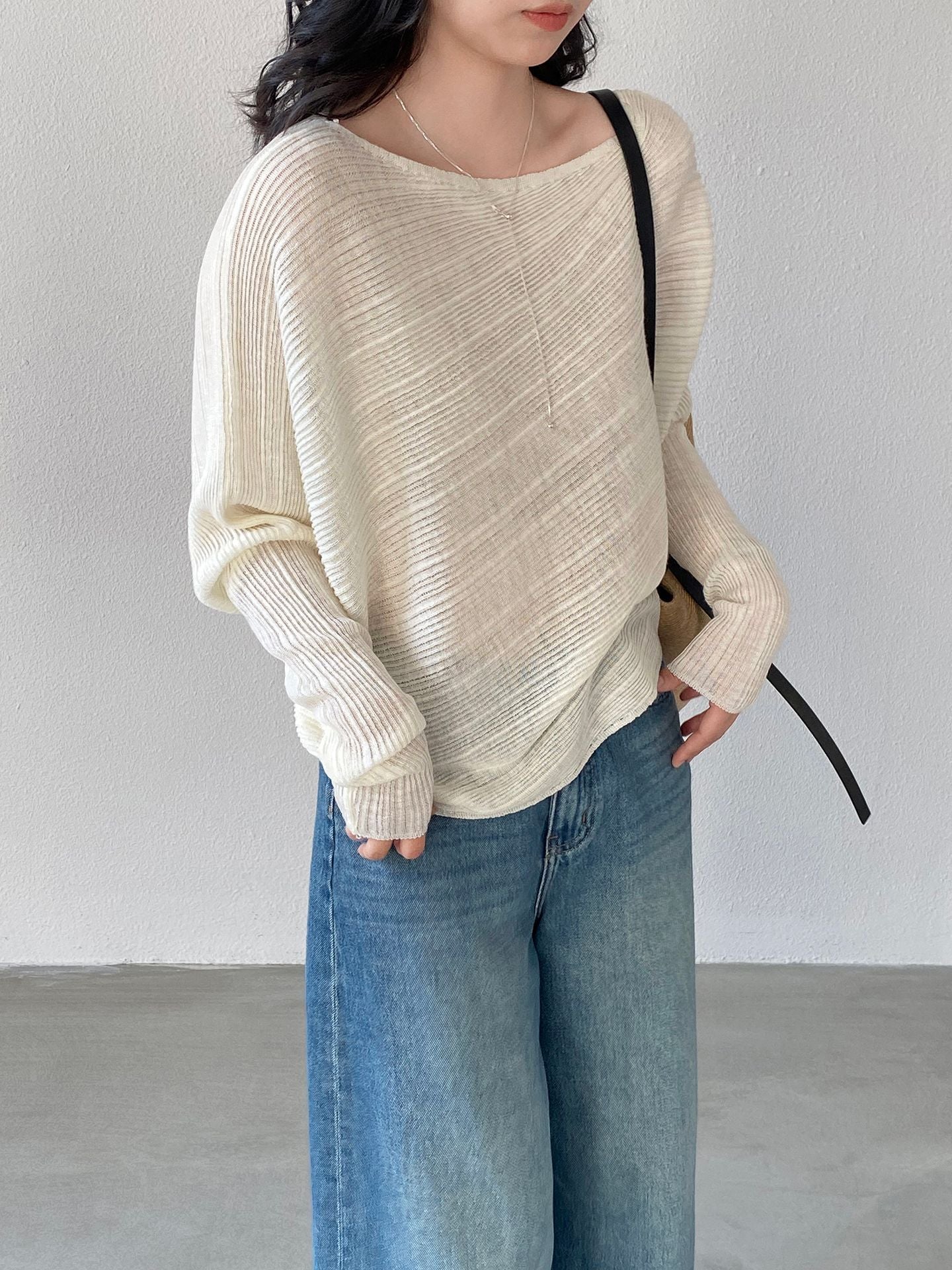 韓系氛圍感慵懶不規則蝙蝠袖針織衫-7色