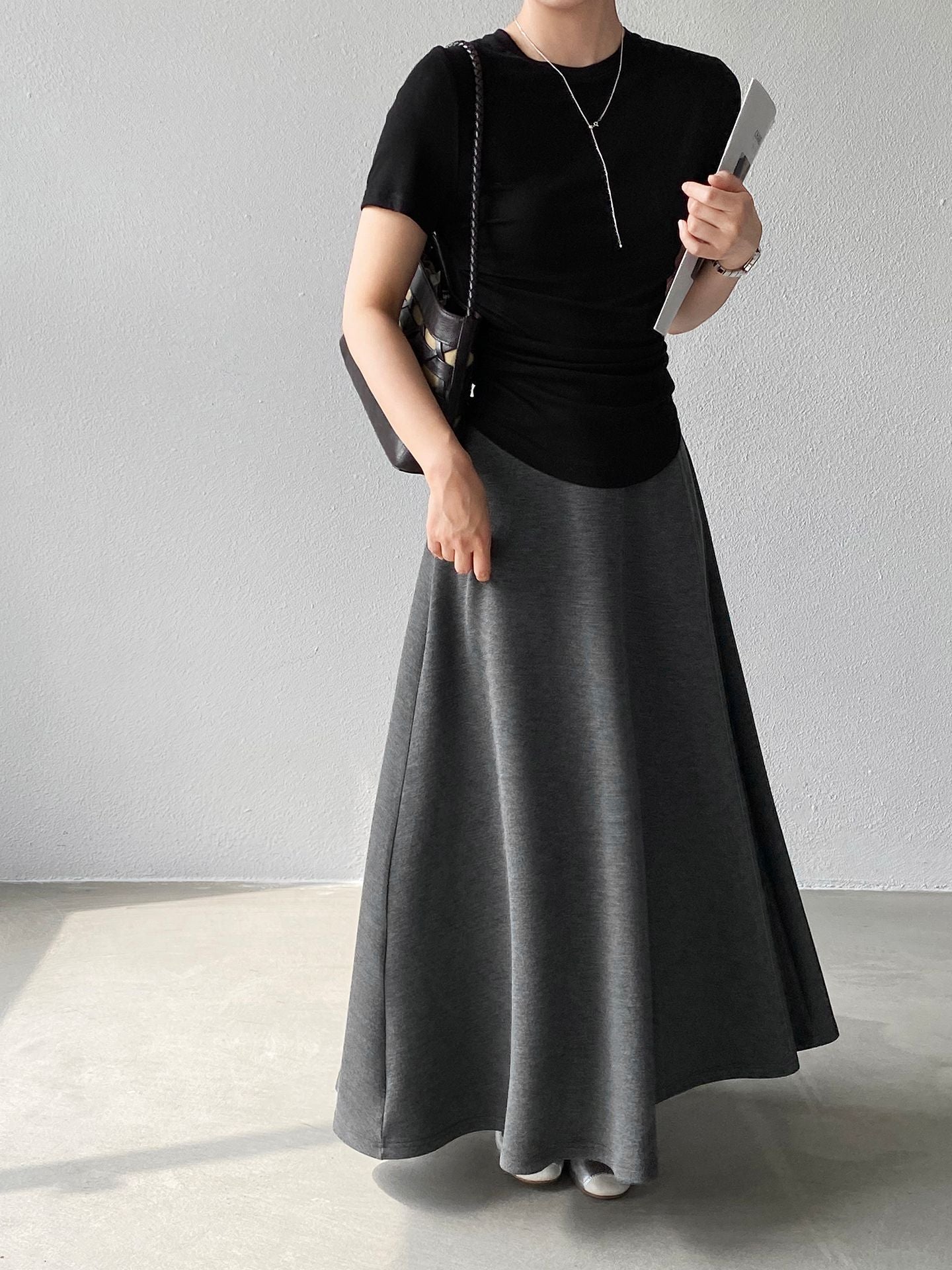 韓系紙片高腰顯瘦遮胯半身裙-2色