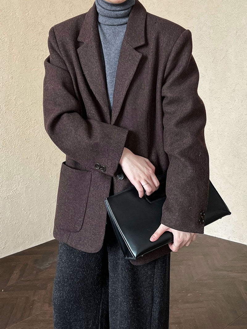 韓版50%羊毛闊氣大版西裝外套-2色