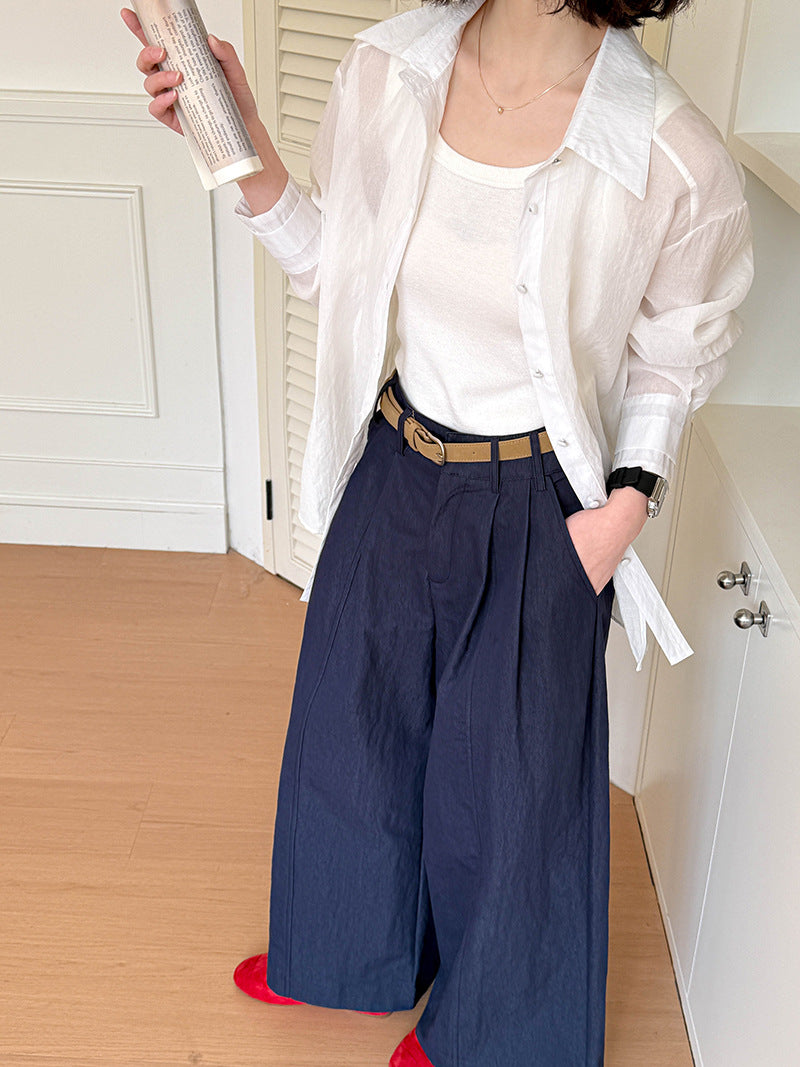 韓系少女風休閒長袖寬鬆襯衫-3色