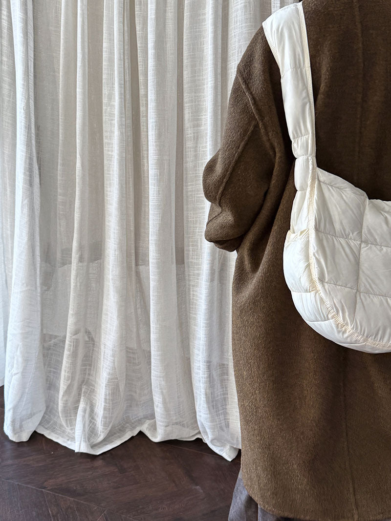 韓系高質感羊毛翻領拉鍊雙面呢大衣外套-2色