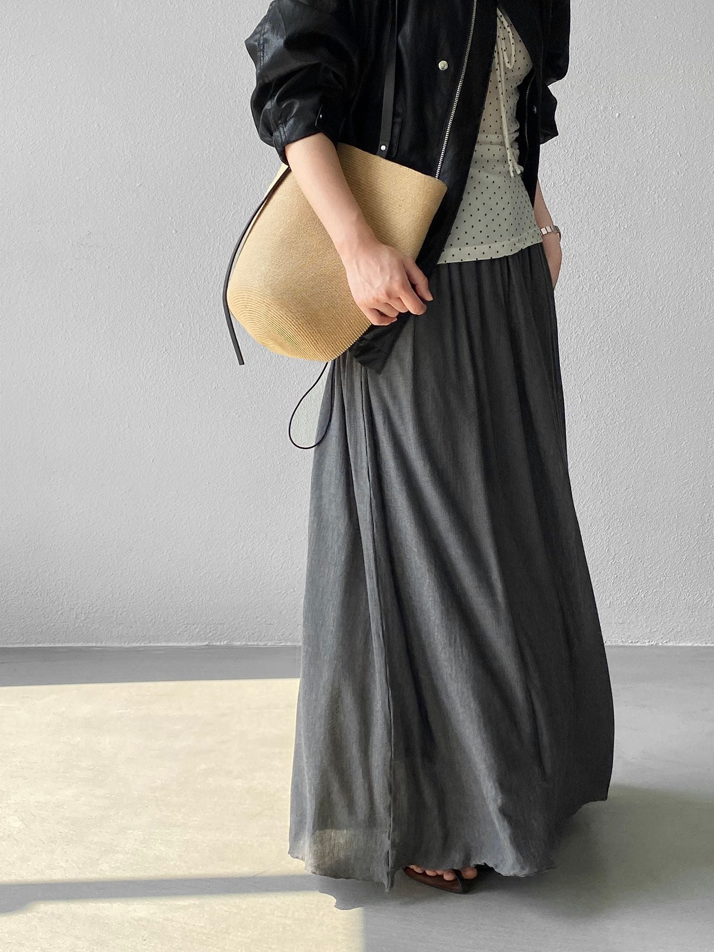 天絲垂墜感氣質優雅百褶半身裙-4色