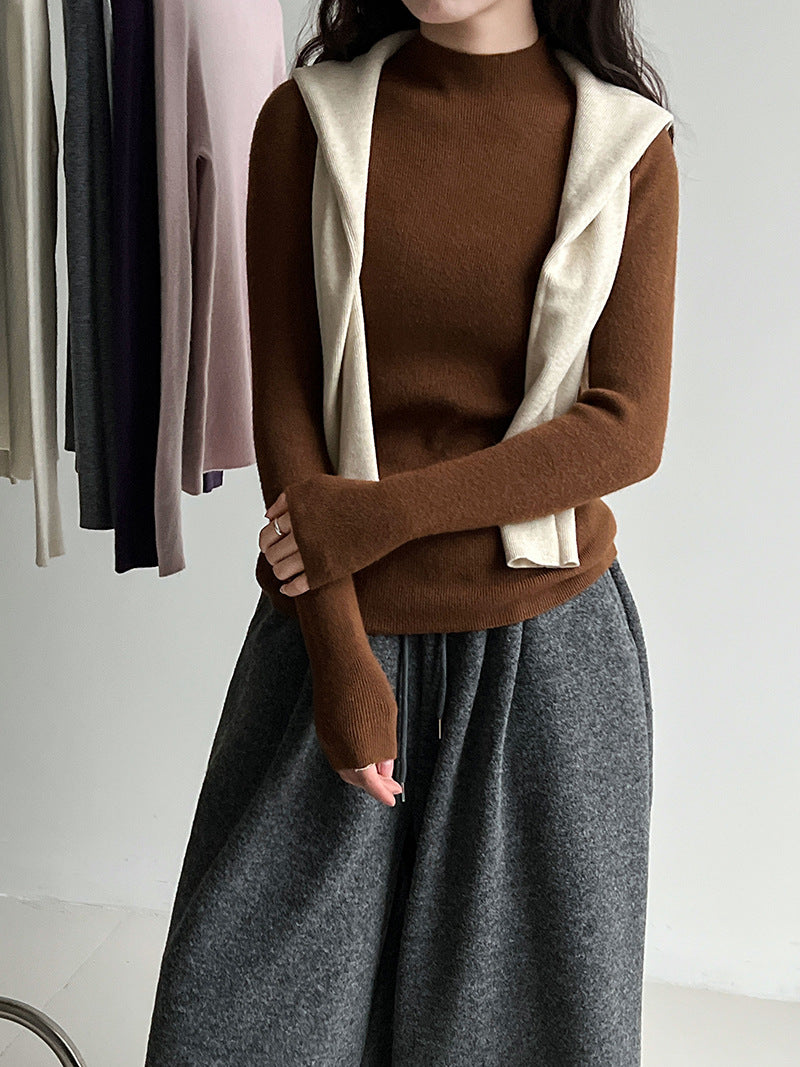 羊毛半高領無縫修身顯瘦內搭打底衫-8色