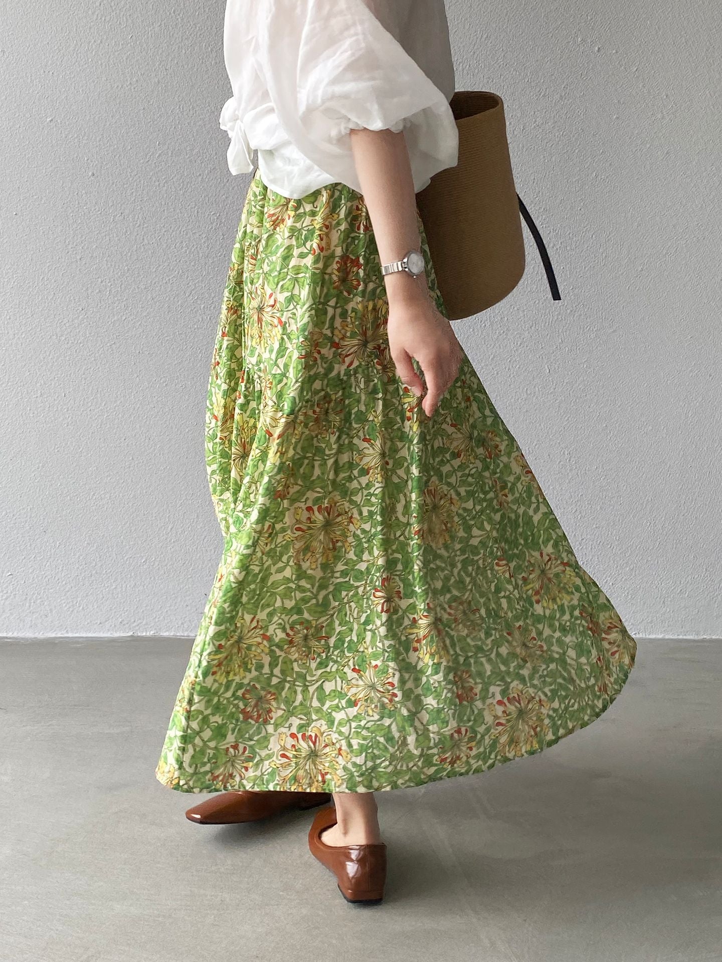 韓系夏田園浪漫小清新碎花半身裙