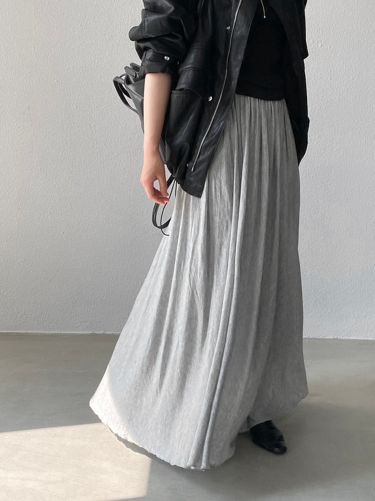 天絲垂墜感氣質優雅百褶半身裙-4色