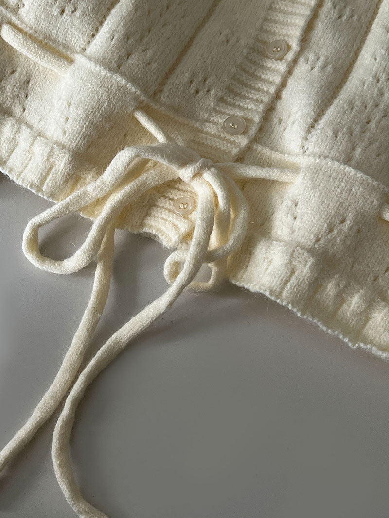 韓系百搭疊穿鏤空繫帶針織馬甲背心-3色