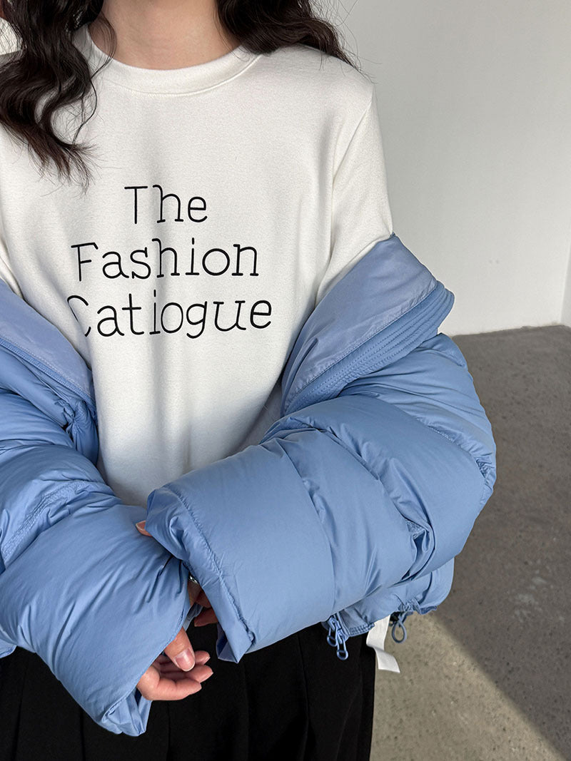 韓系印花字母親膚彈力雙面絨長袖打底衫-3色