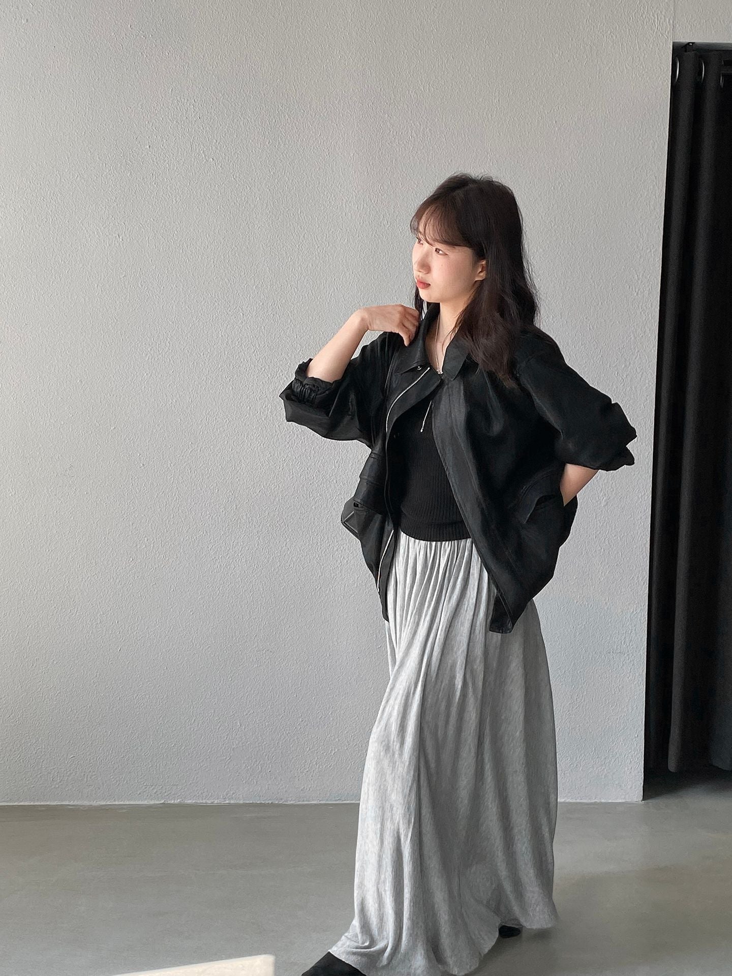 天絲垂墜感氣質優雅百褶半身裙-4色