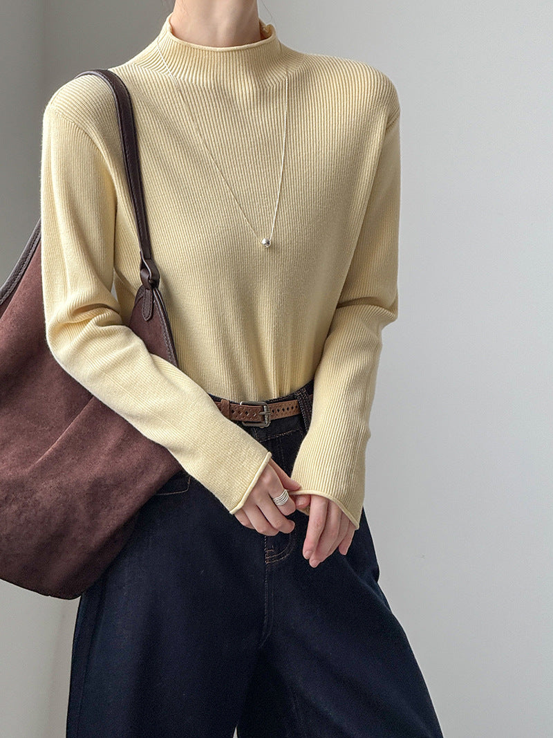 (48H出貨)軟糯套頭半高領長袖打底衫-6色