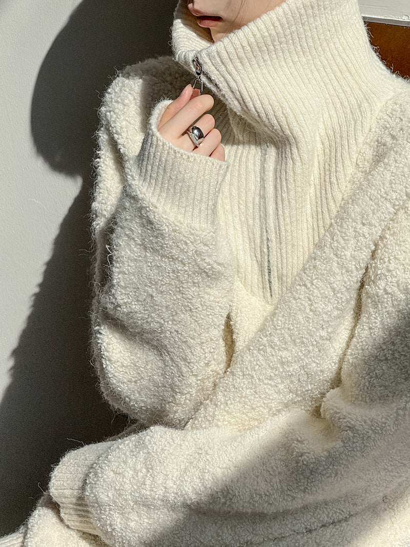 (48H出貨)韓系軟糯慵懶風高領針織衫