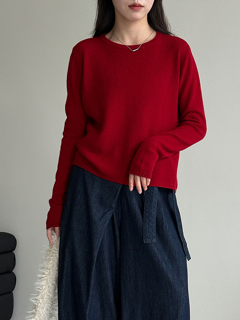 (48H出貨)韓系高級感百搭修身顯瘦羊毛針織打底衫-3色