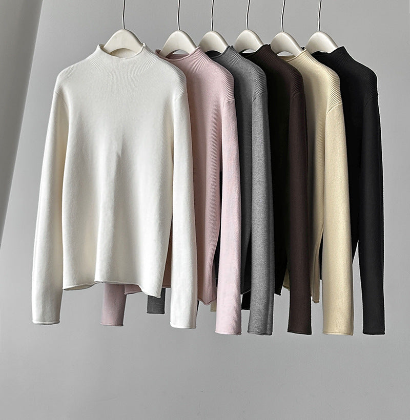(48H出貨)軟糯套頭半高領長袖打底衫-6色