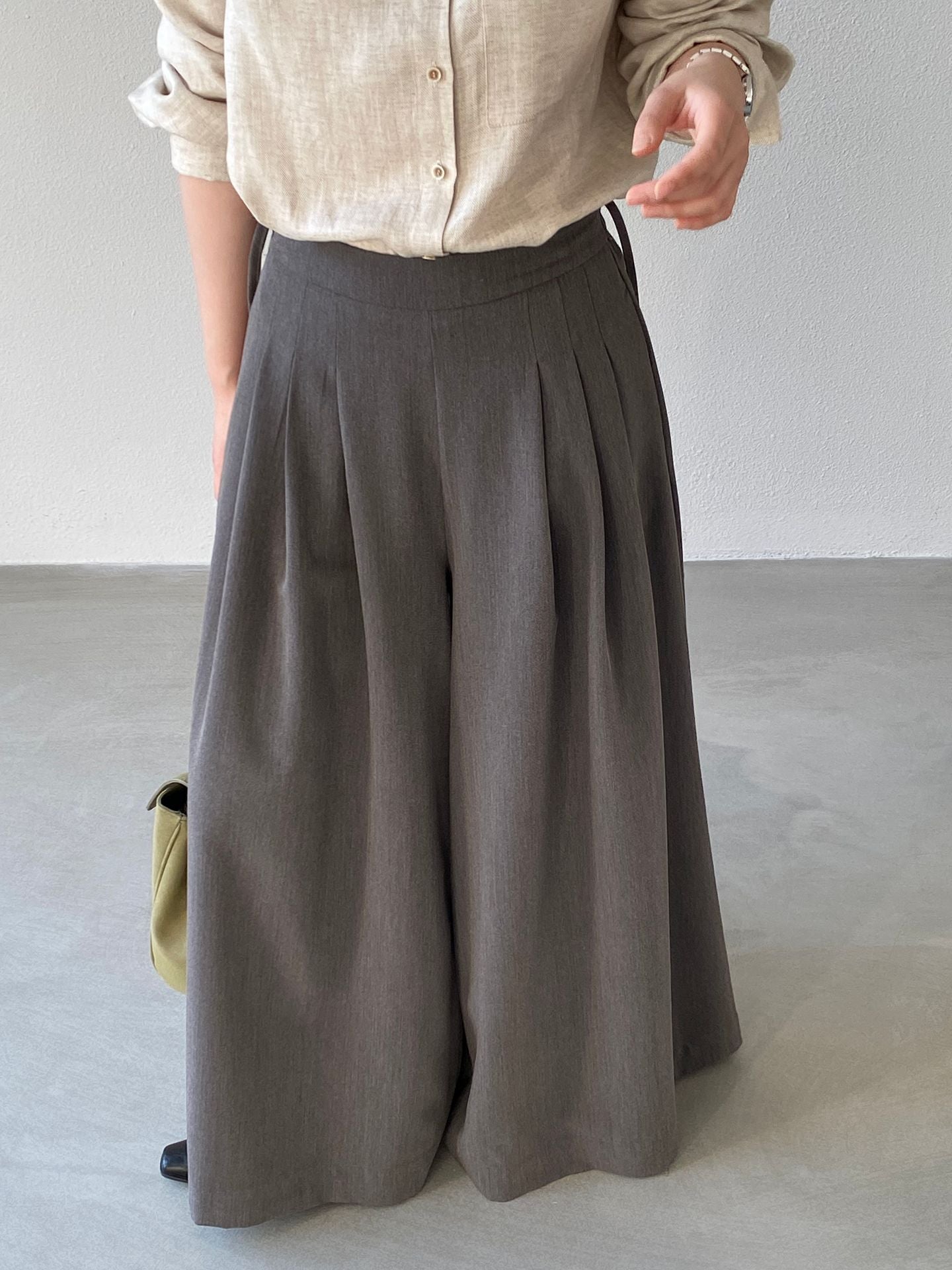 韓系氣質垂感顯瘦高腰西裝闊腿褲-2色