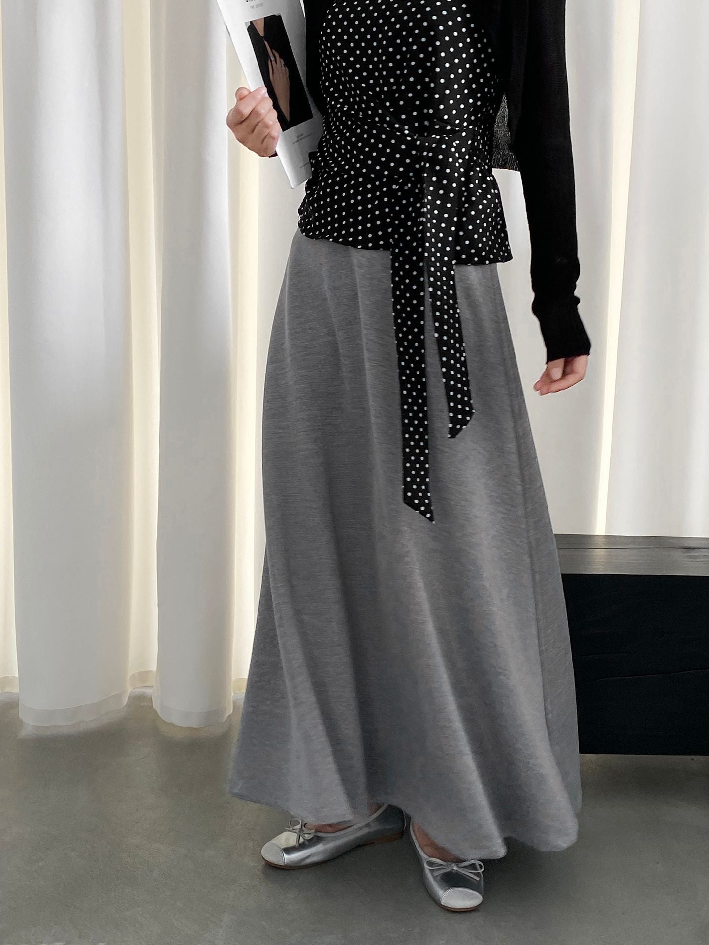 韓系紙片高腰顯瘦遮胯半身裙-2色