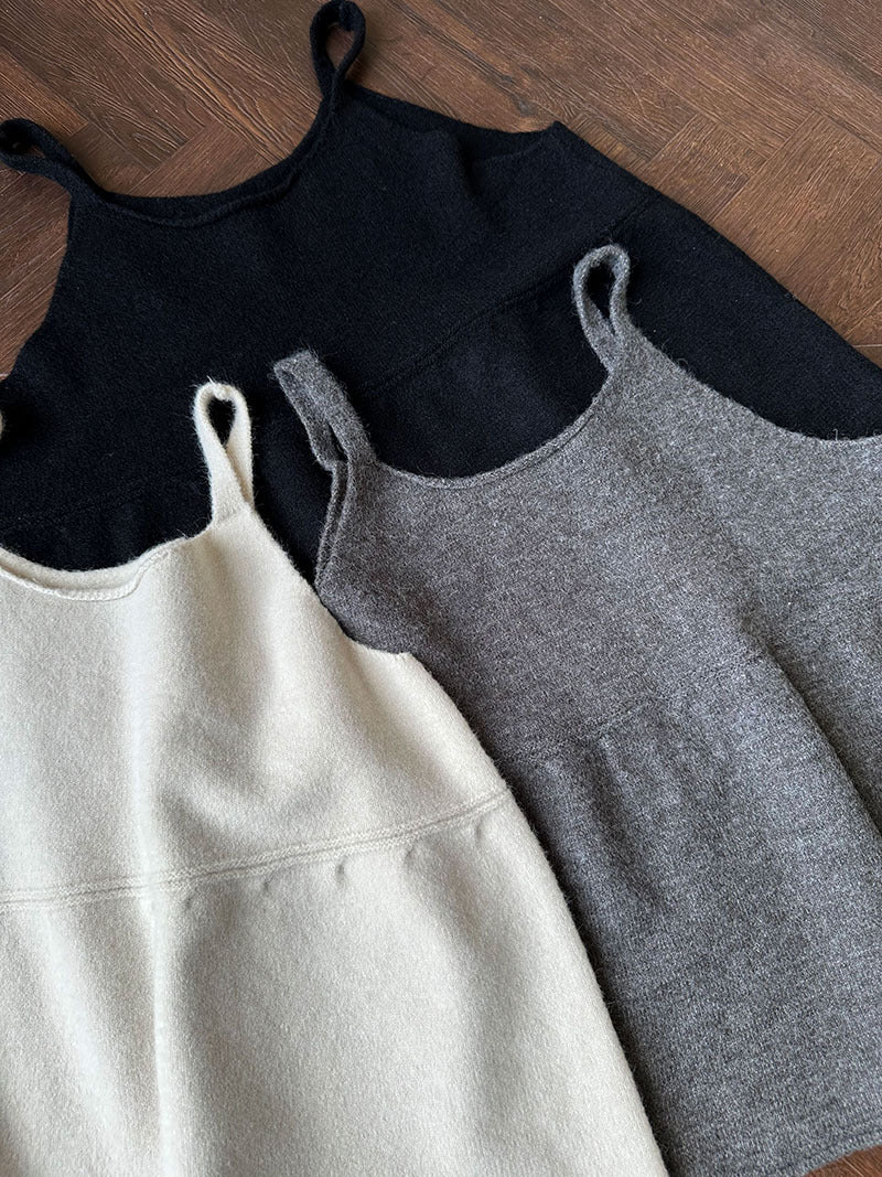 韓系慵懶風U領氣質針織吊帶背心上衣-4色