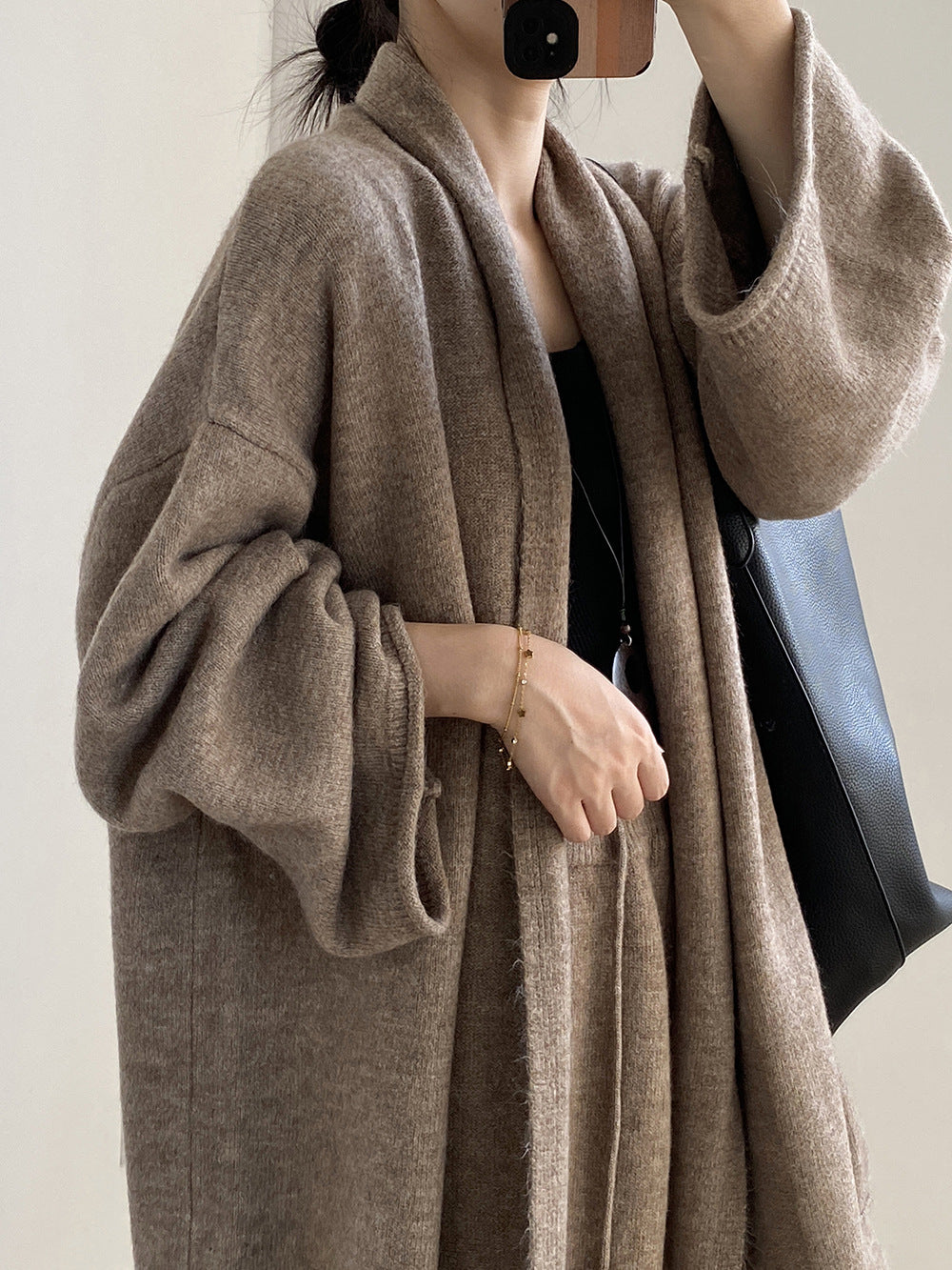 (48H出貨)高級慵懶風繫帶針織開衫+高腰闊腿褲-兩件式套裝-3色