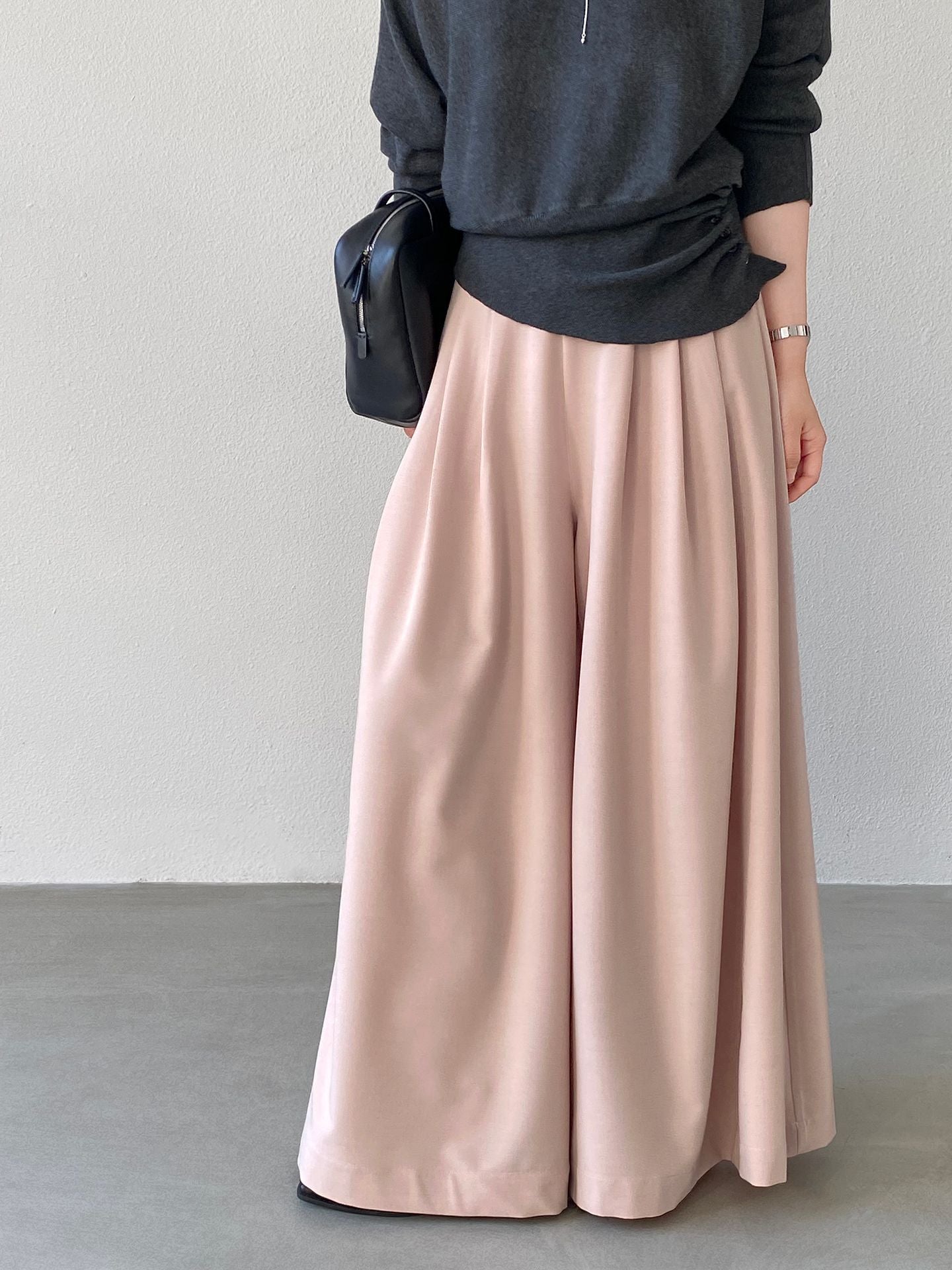 韓系氣質垂感顯瘦高腰西裝闊腿褲-2色