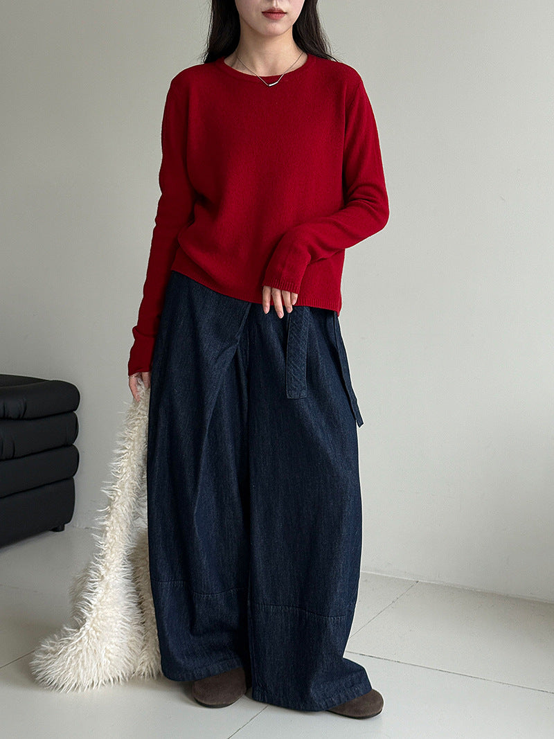 (48H出貨)韓系高級感百搭修身顯瘦羊毛針織打底衫-3色