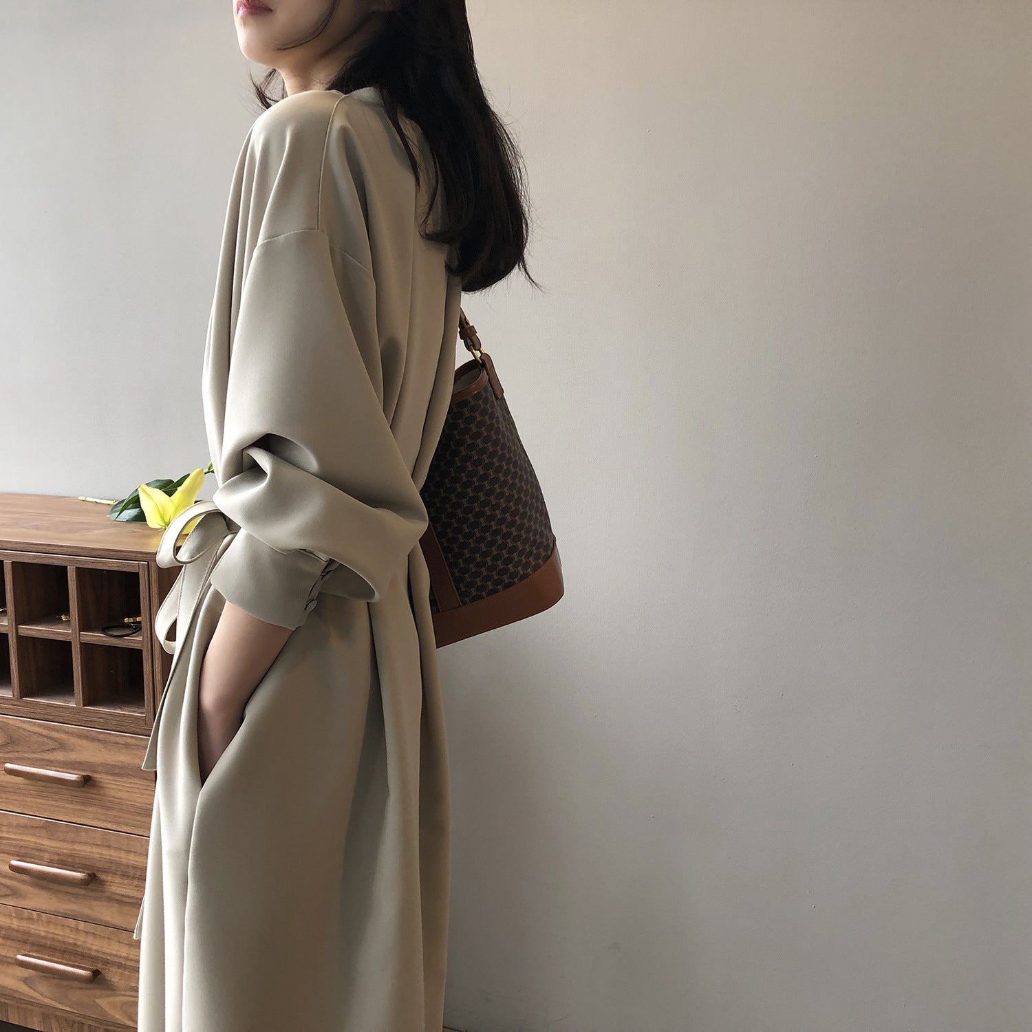 (48H出貨)韓版寬鬆優雅綁帶連身裙-2色