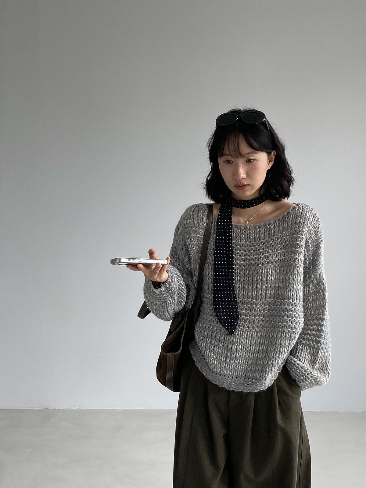 韓系慵懶粗線圓領寬鬆針織毛衣-3色