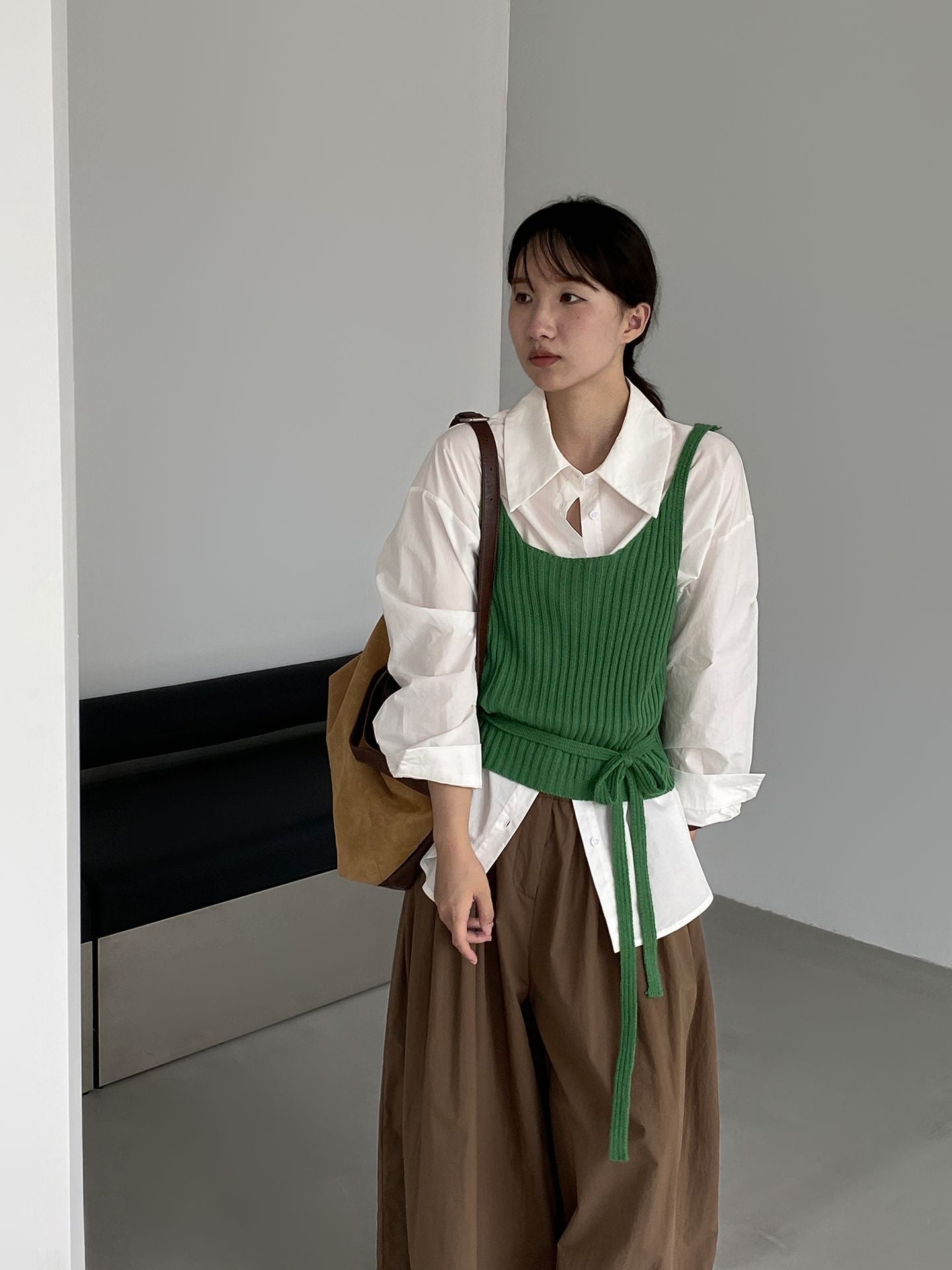 韓系慵懶疊穿綁帶顯瘦針織馬甲背心-7色