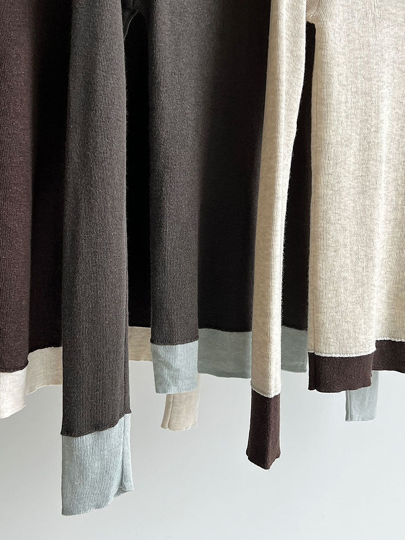 修身顯瘦軟糯撞色高領打底針織衫-3色