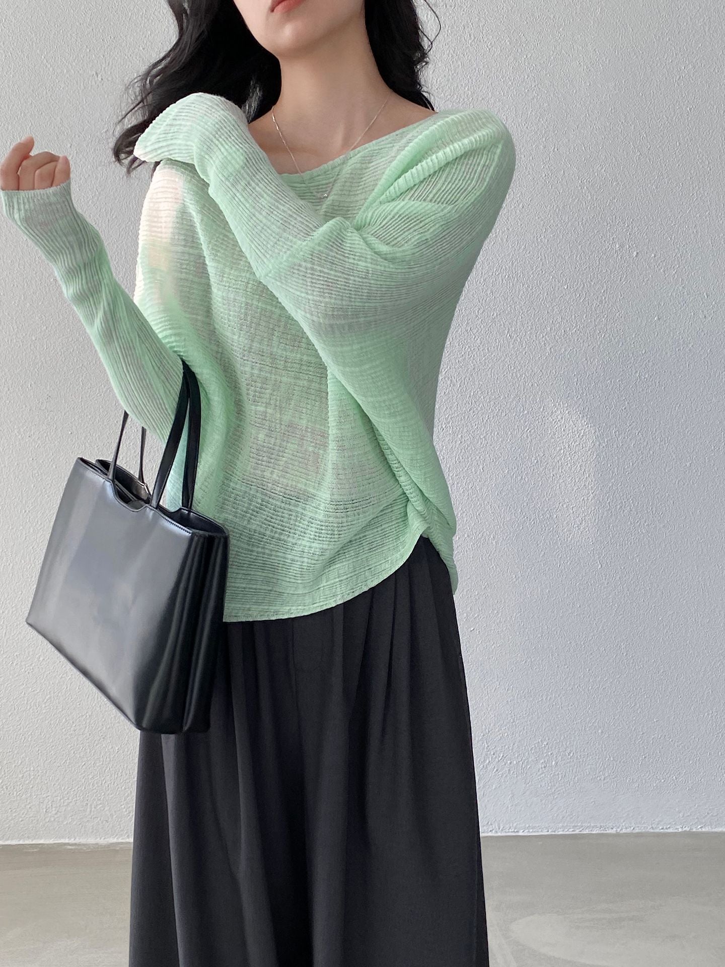 韓系氛圍感慵懶不規則蝙蝠袖針織衫-7色