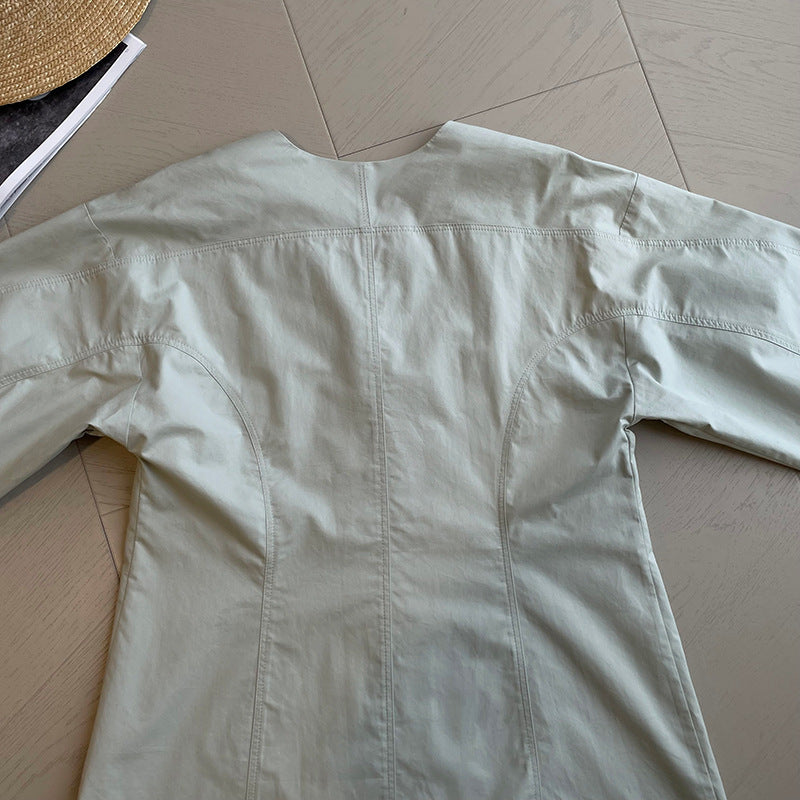 簡約高級感廓形V領純色襯衫-2色