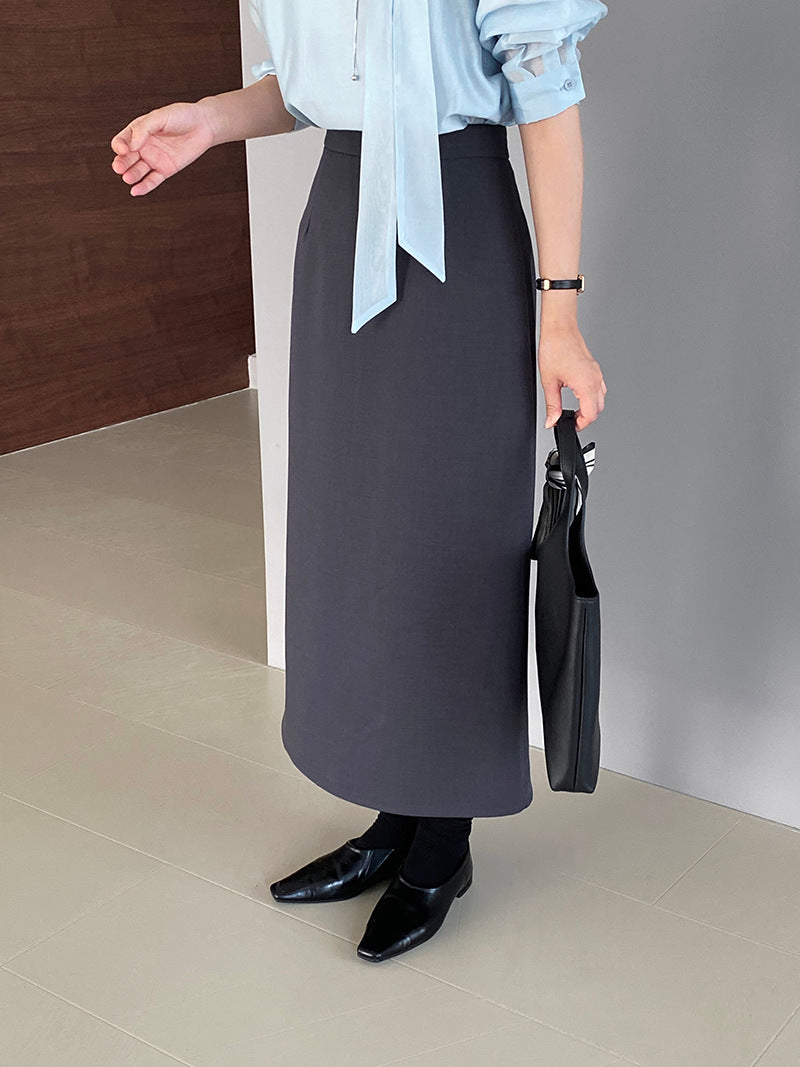 韓版高品質顯瘦西裝無袖馬甲+半身裙+配腰帶-三件式套裝