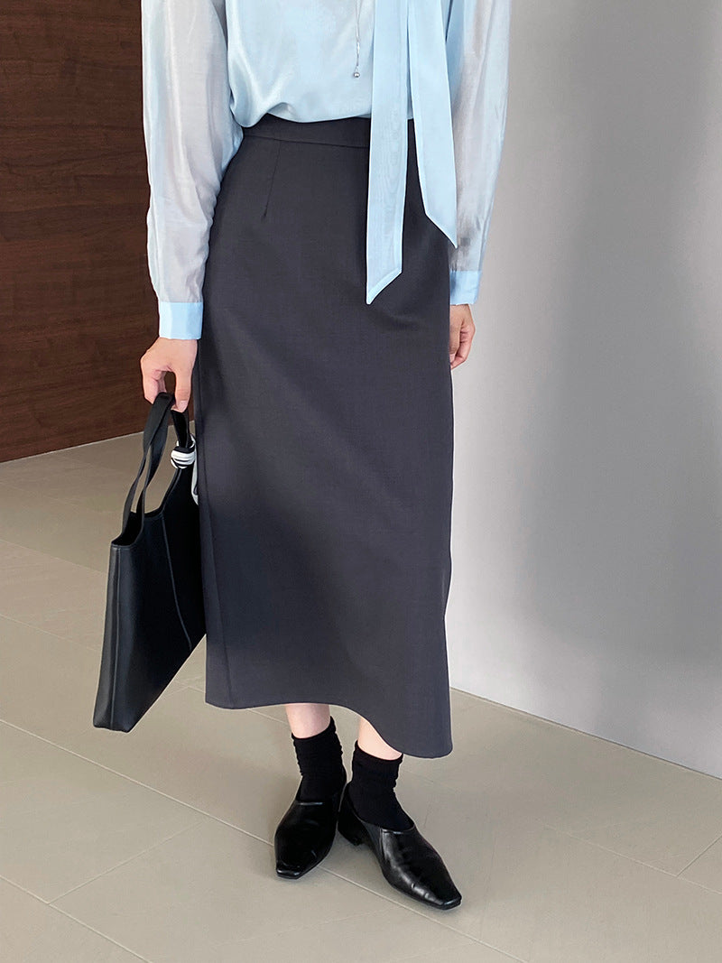 韓版高品質顯瘦西裝無袖馬甲+半身裙+配腰帶-三件式套裝