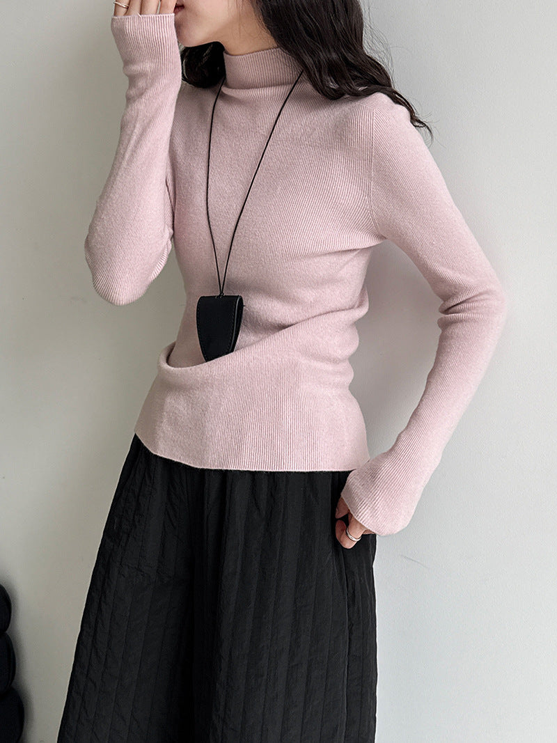 羊毛半高領無縫修身顯瘦內搭打底衫-8色