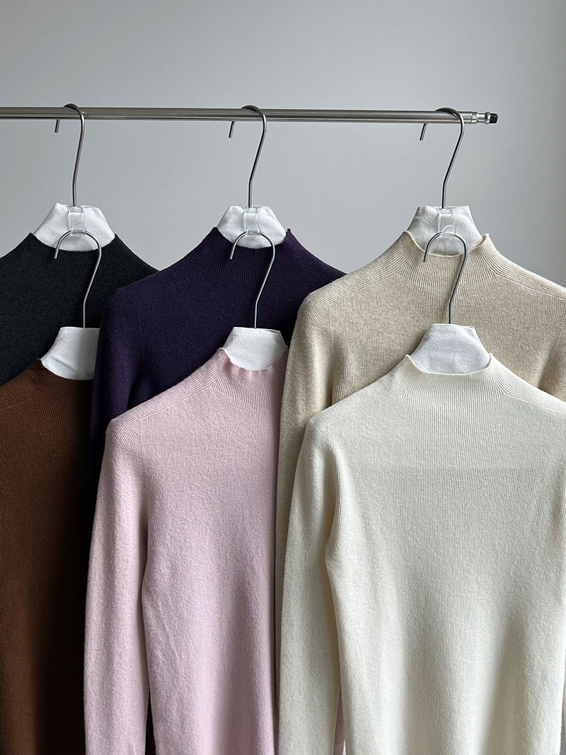 羊毛半高領無縫修身顯瘦內搭打底衫-8色
