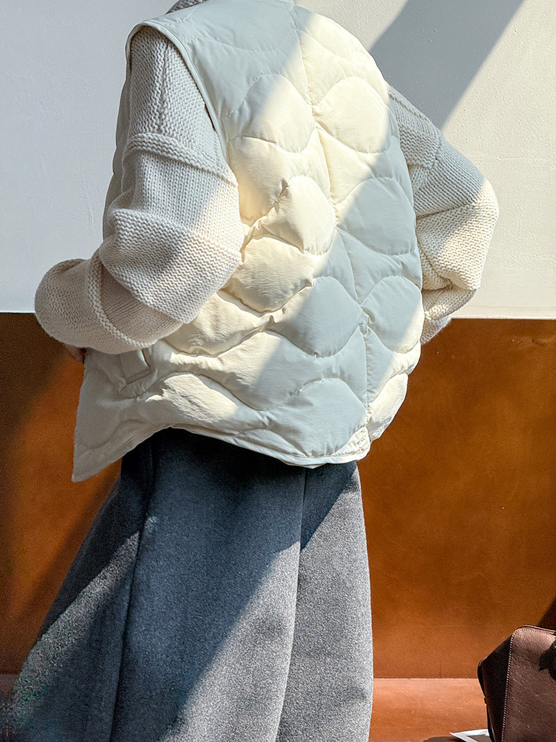 韓系90%白鴨絨菱格馬甲外套-2色