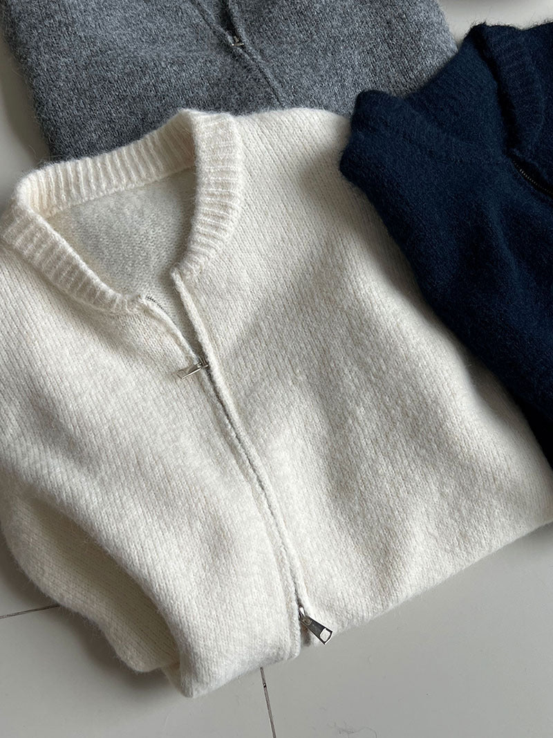 韓系軟糯休閒針織毛衣+卷邊A字短裙-兩件式套裝-3色