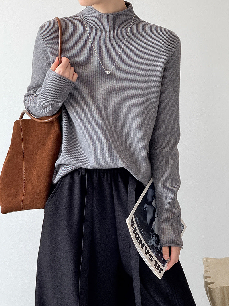 (48H出貨)軟糯套頭半高領長袖打底衫-6色